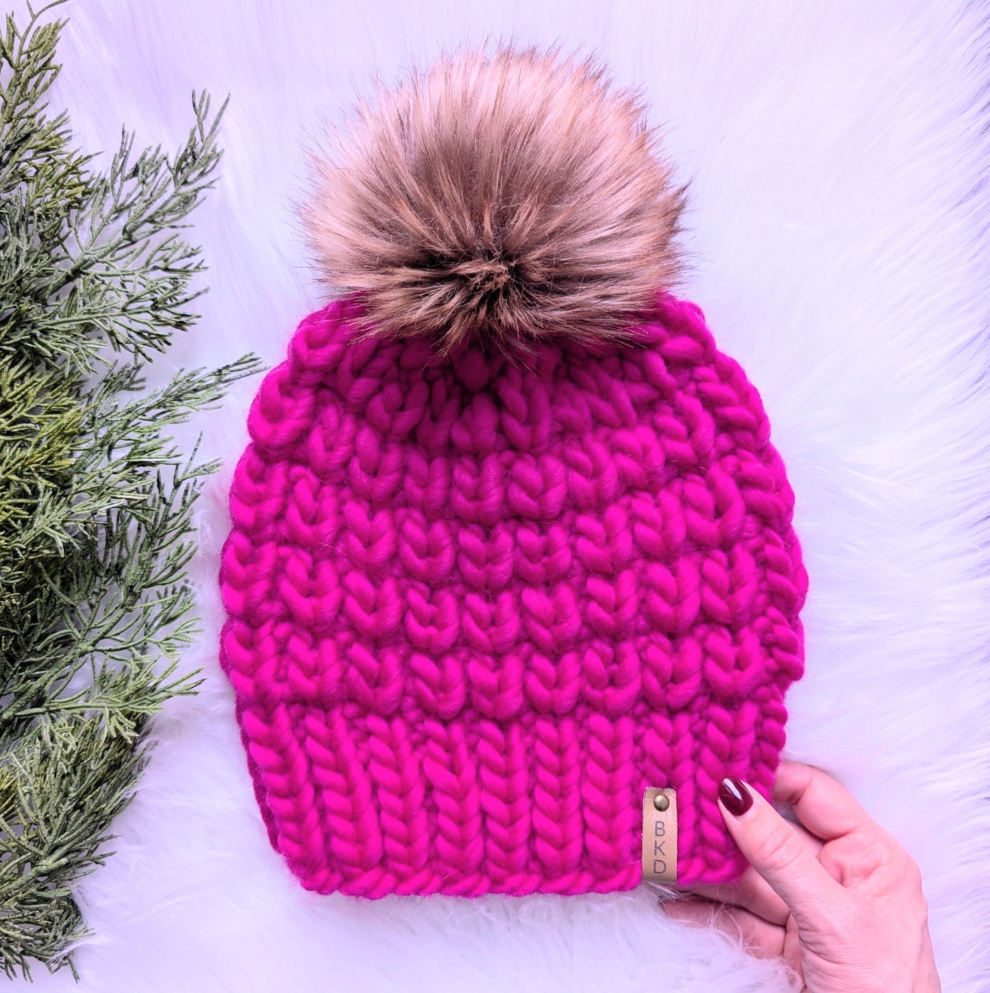 Luxury "Switch" Reversible Adult Winter Beanie Pink