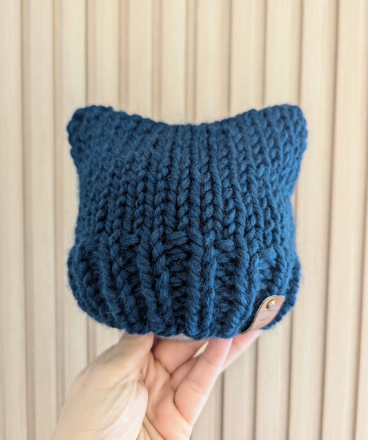 'Kitty' Child Size Age 18 months-3 Years Winter Beanie - Tourmaline Blue