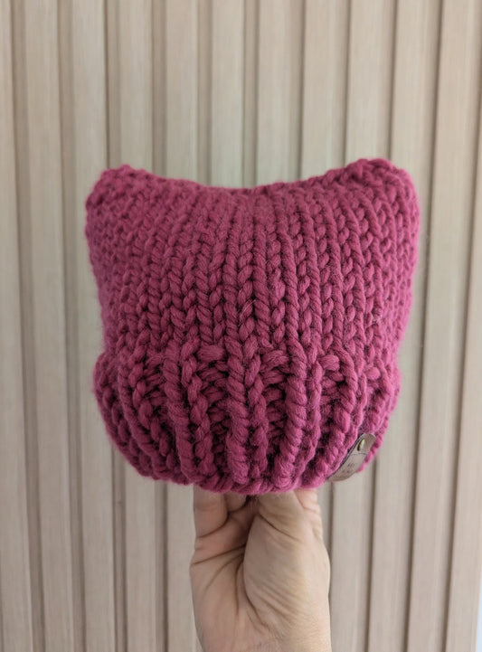 'Kitty' Child Size Age 18 months-3 Years Winter Beanie - Hot Pink