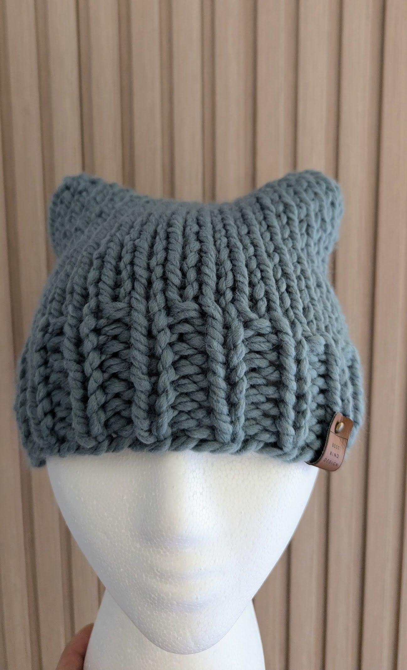 'Kitty' Child Size Age 3-7 Winter Beanie - Duck Egg Blue