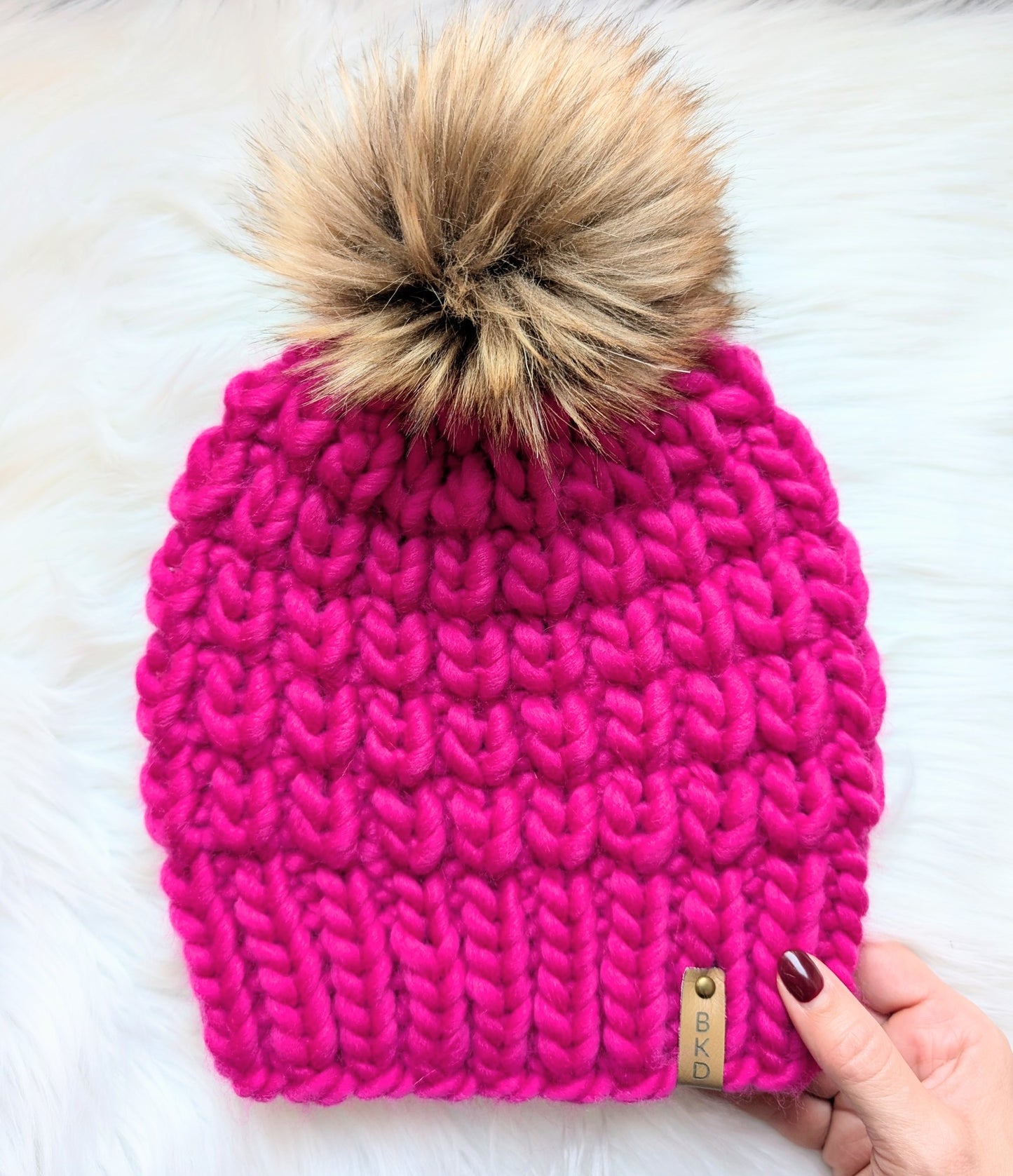 Luxury "Switch" Reversible Adult Winter Beanie Pink